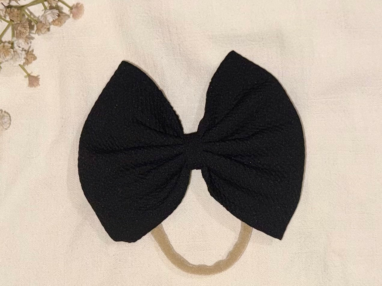 Little Black 5” Bow - Nylon 3-12m